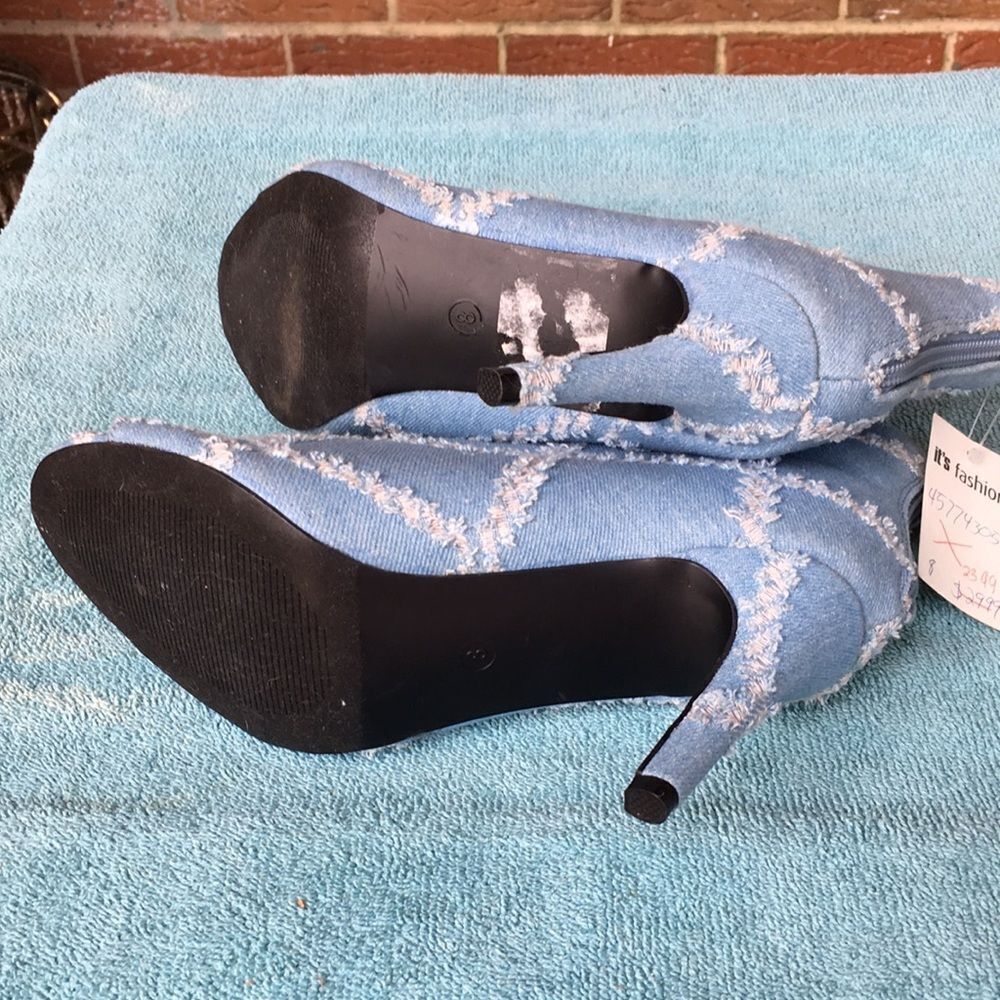 Blue peep toe ankle booties - Picture 5 of 12